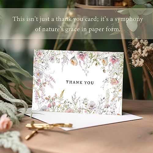 SLAPAFLIFE Floral Thank You Cards with Envelopes,48Pack - 4x6 Inches Thank You Notes with envelope and stickers,baby shower thank you cards,Thank you cards for baby shower,wedding,Birthday - size: 4x6 inches