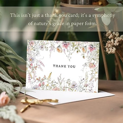 SLAPAFLIFE Floral Thank You Cards with Envelopes,48Pack - 4x6 Inches Thank You Notes with envelope and stickers,baby shower thank you cards,Thank you cards for baby shower,wedding,Birthday - size: 4x6 inches