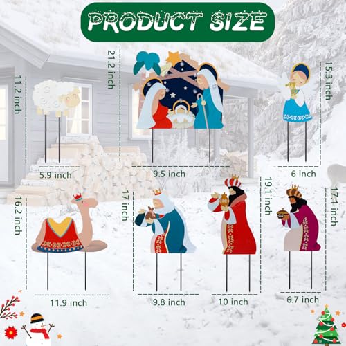 Bshine Christmas Outdoor Decor Stake, Nativity Metal Yard Sign, 7 Pack - size: 14.5" Nativity