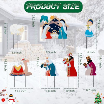 Bshine Christmas Outdoor Decor Stake, Nativity Metal Yard Sign, 7 Pack - size: 14.5" Nativity