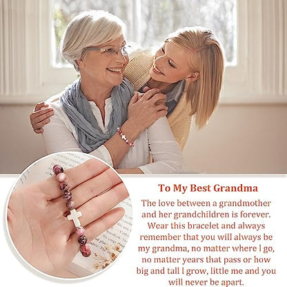 Christian Grandparents - Day Gifts for Women, Religious Cross Bracelet - color: Grandma