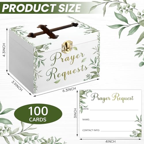 Croblissful Prayer Request Box with 100 Pcs Prayer Cards, Wooden, Leaves - style: Leaves