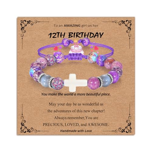 Bracelets for Girls Cross Soccer Bracelets Birthday Gifts for Girl - color: 1# 12th Birthday