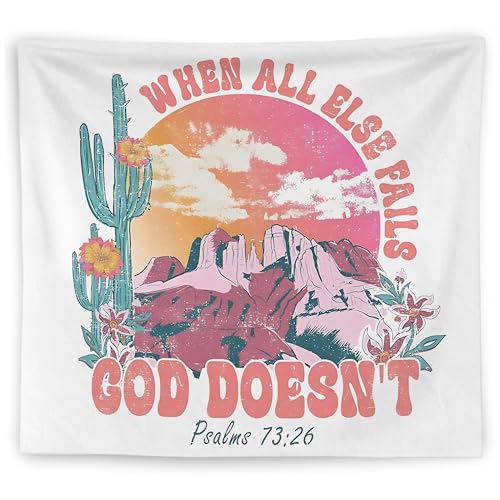 WNAGT Western Christian Tapestry Wall Hanging, Religious Wall Decor, Psalms 73:26 Bible Verse Christian Wall Blanket Decor for Home Living Room Prayer Room Bedroom, 50x60 Inch - color: D