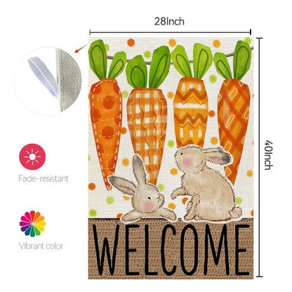 CROWNED BEAUTY Easter Carrots House Flag Outside 28x40 - size: 28"X40"