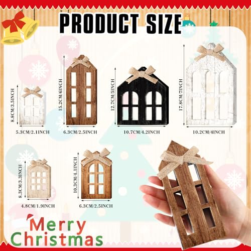 Yuntau 6 Pcs Christmas Table Decoration Wood Table Centerpiece, Window Pane - style: Window Pane