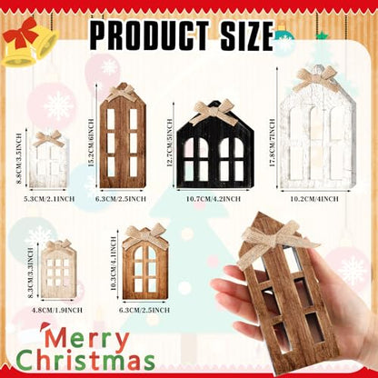 Yuntau 6 Pcs Christmas Table Decoration Wood Table Centerpiece, Window Pane - style: Window Pane