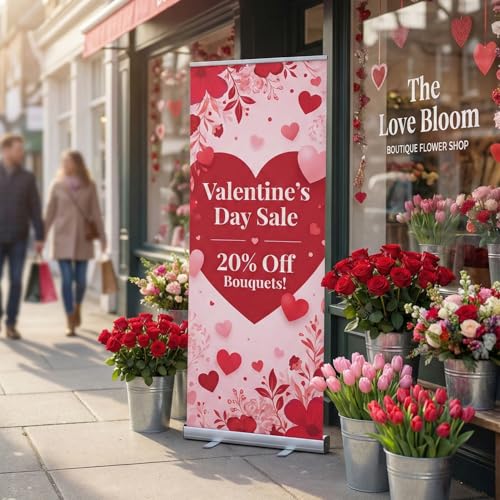 YIXIMOX Custom Retractable Banner Stand with Carrying Bag - 32" x 79" Personalized Roll Up Display for Business Advertising & Trade Shows - Professional Layout Service Included - High Definition Custom Vinyl Sign (80x200cm)