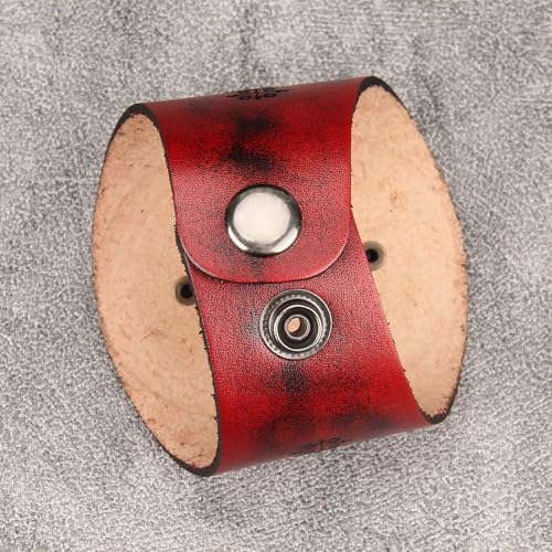 GelConnie Punk Leather Cuff Bracelet Adjustable Straps Wrap Bracelets Arm Armor Cuff Gothic Leather Wristbands for Men, Women - color: MLPB106-Red