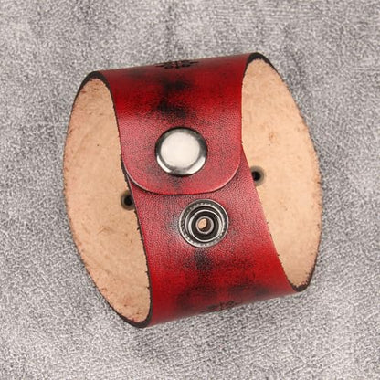 GelConnie Punk Leather Cuff Bracelet Adjustable Straps Wrap Bracelets Arm Armor Cuff Gothic Leather Wristbands for Men, Women - color: MLPB106-Red