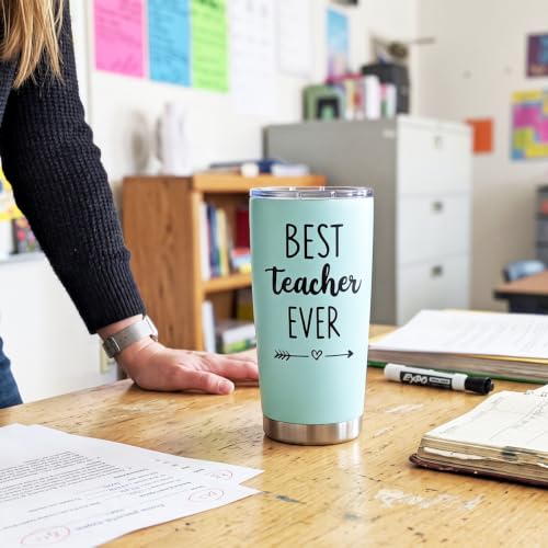 SANDJEST Teacher Tumbler - Best Teacher Ever Travel Coffee Mug Appreciation Gift for Teachers - 20oz Stainless Steel Tumblers Awesome Gifts for Birthday, Christmas, Graduation Day, Back To School - color: Teacher