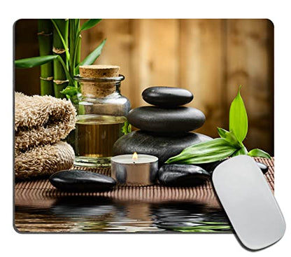 Spa Mouse Pad, Massage Stone Triplets Herbal Oil and Scent Candles Print Rectangular Mouse Pad, Non-Slip Rubber MousePads for Office Home Laptop, 9.5"x7.9"x0.12" Inch - color: TSP222