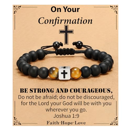 Cross Bracelet Beads Christian Bracelet for Boys Birthday Religion Gifts - style: Confirmation