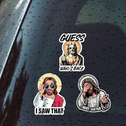 (9Pcs) Funny Jesus Stickers Pack,Size 3 in, Christian Humor Meme Waterproof Vinyl Decals for Laptops Water Bottles Journals Stanley Cup