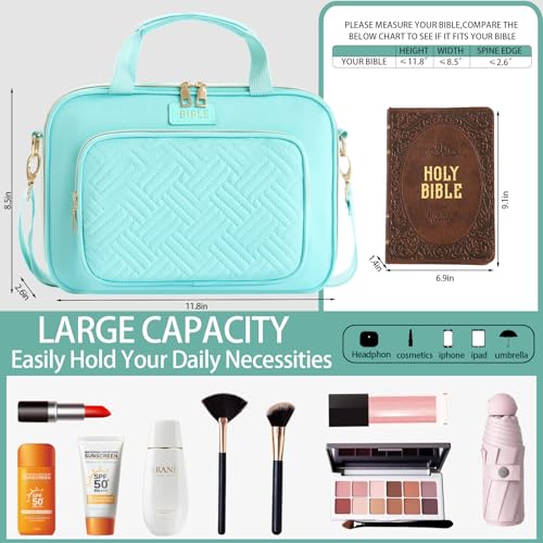Bible Cover for Women Bible Case, Large Bible Bag, Bible Study Supplies Bible Journaling Kit Book Carrying Case with Bible Highlighters Tabs, Valentines Day Christian Gifts for Women (Blue) - color: Blue