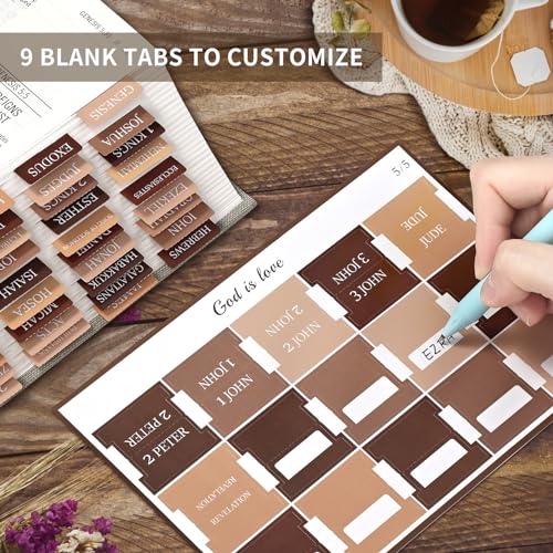 Taja Bible Tabs, 75 Large Print Index Tabs for Women & Men - color: D-bed of Oak