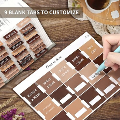 Taja Bible Tabs, 75 Large Print Index Tabs for Women & Men - color: D-bed of Oak