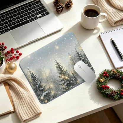 UTELKA Winter Pine Tree Mouse Pad, Christmas Tree Snowy Mousepad for Desk - color: Winter Pine Tree, size: 10.2L x 8.2W inches