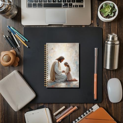 Jesus Praying With Girl Christian Religious Spiral Notebook Journal for Church Notes,Christian Jesus Church Prayer Notebook Gift for Women Girls, 5.5 x 8.3 Inches - color: 02Child