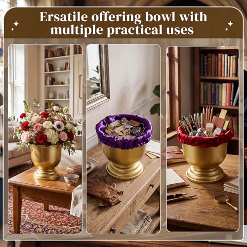 Zhehao 1 Pcs Large Offering Pot for Church Offering Pot with Removable Liner Prayer Ritual Bowl Tithes and Donations Smudge Basket for Church Communion Supplies (Stylish) - style: Stylish