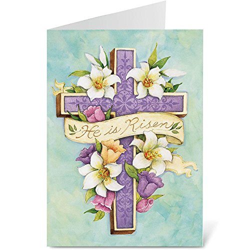 Current Easter Cross Religious Value Greeting Card Set - Value Pack of 8 Cards for Kids & Adults With White Envelopes, 1 Design Prints, Large 5" x 7" Greetings - color: Cross