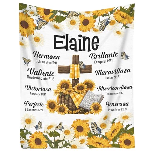 Customized Blankets with Name Personalized Baby Blankets Sunflower Blanket Soft Fleece Bed Throw Blanket for Boys Girls Toddlers Birthday Christmas - color: Design14