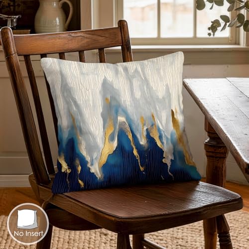 OBSEDE Blue Gold Abstract Art Modern Throw Pillow Covers 18 x 18 Set of 4 - color: Blue and Gold Abstract Art, size: 18" x 18" (Pack of 4)