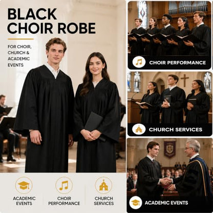 Happy Secret Adult Matte Choir Robe for Church, Graduation and Ceremonies - color: Black, size: 42FF(4'9"-4'11")