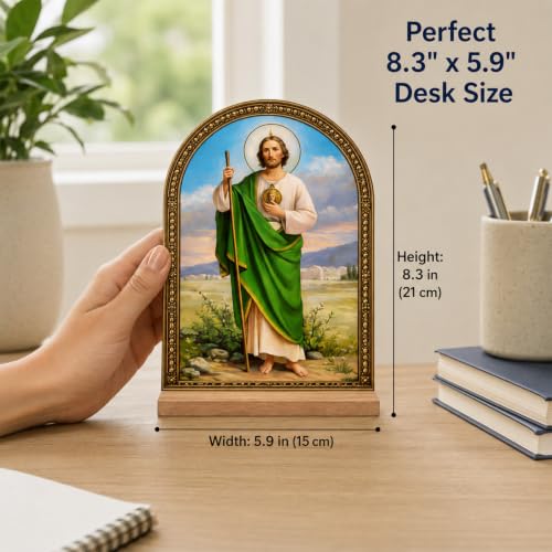 TALPGOD San Judas Tadeo Stand Catholic Ornament Statue – St Jude Statue Acrylic Tabletop Décor for Home Altar & Desk, Christian Gift for Women & Men - color: St Jude