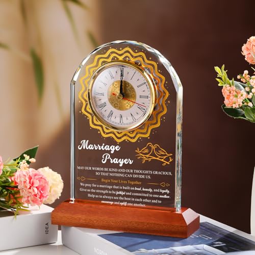 K9 Crystal Clock - Wedding Prayer Gift for Couples,6.5x8.5 Inch