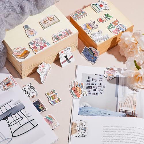 Nezyo 24 Pcs Magnetic Bookmarks Foldable Page Markers Students,Book - style: Book