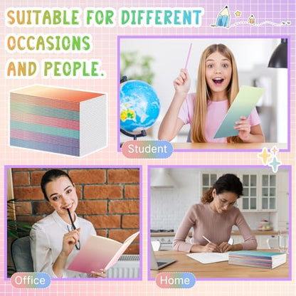 Handepo 100 Pack A5 Composition Notebooks 5"x8" Wide Ruled Notebook - color: Gradient Color, size: A5