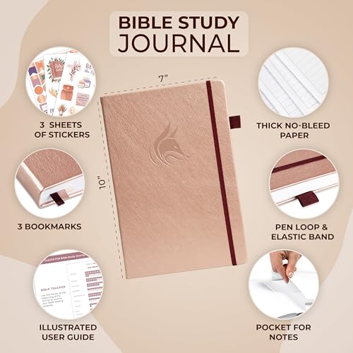 Clever Fox Bible Study Journal, Guide, Supplies for Women 7x10 Rose Gold - color: Rose Gold, size: Smaller than A4 (7" x 10")
