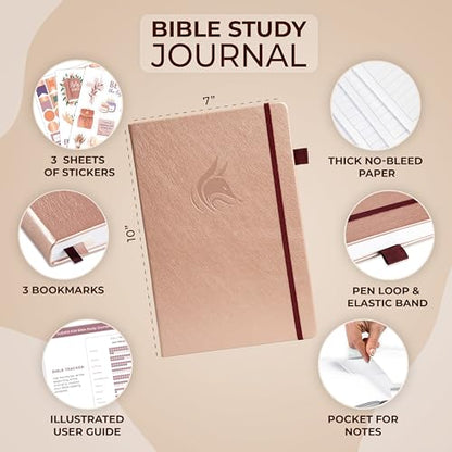 Clever Fox Bible Study Journal, Guide, Supplies for Women 7x10 Rose Gold - color: Rose Gold, size: Smaller than A4 (7" x 10")
