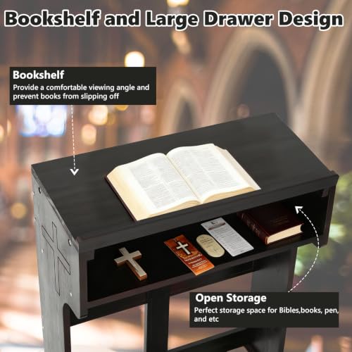 lukar Folding Prayer Kneeler, Wood Kneelers for Praying with Storage Drawer