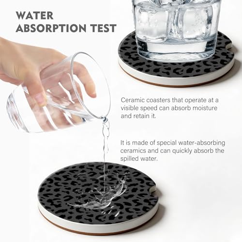 2 Pack Car Coasters for Cup Holders, Cute Car Accessories Interior (Leopard-Black) - color: Leopard-black