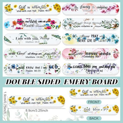 100 Pcs Christian Gifts for Women Bulk, Bible Verse Nail Files - style: Floral
