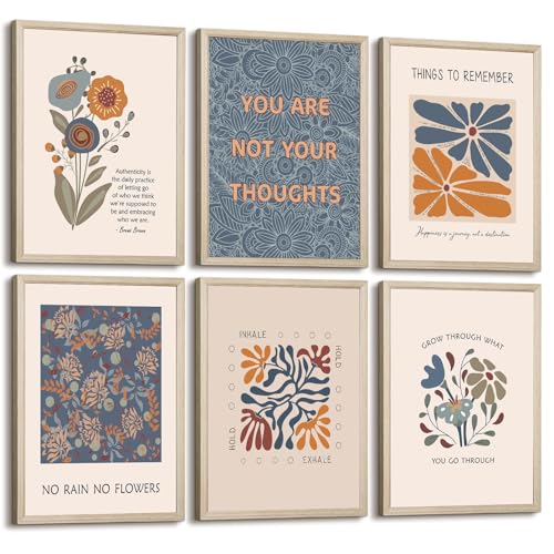 Mental Health Wall Art Poster Motivational Canvas Wall Decor Therapy Office Poster Decor Boho Inspirational Prints Psychology Positive Quotes Pictures Artwork for Classroom 12x16x6 Inch Framed - color: Mental Health Prints, size: 12x16 Inch Framed
