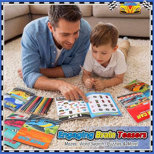 Kosiz 24 Pcs Race Car Activity Books Bulk, Party Favors Mini Books - style: Race Car