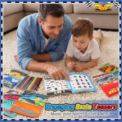 Kosiz 24 Pcs Race Car Activity Books Bulk, Party Favors Mini Books - style: Race Car