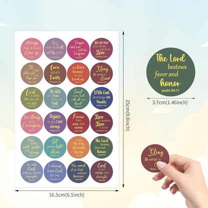 600 Pcs Gold Foil Bible Verse Stickers 24 Styles Christian Stickers - style: Classic