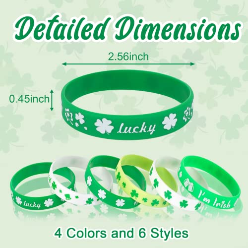 42pcs St. Patrick's Day Silicone Bracelets, Green Shamrock Rubber Wristband - style: St. Patrick's Day Style