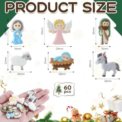 Cinnvoice 60 Pcs Christmas Nativity Scene Sets for Crafts - color: Colorful, style: Jesus