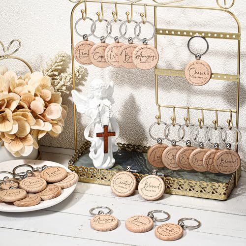 Sureio 48 Pcs Bible Verse Keychains Christian Gifts for Church, Round - style: Round