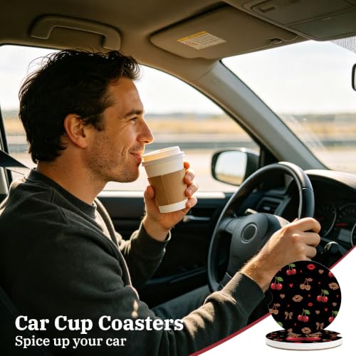 Cheetah Leopard Car Coasters for Cup Holders, Absorbent Coaster for Women - color: Cheetah251