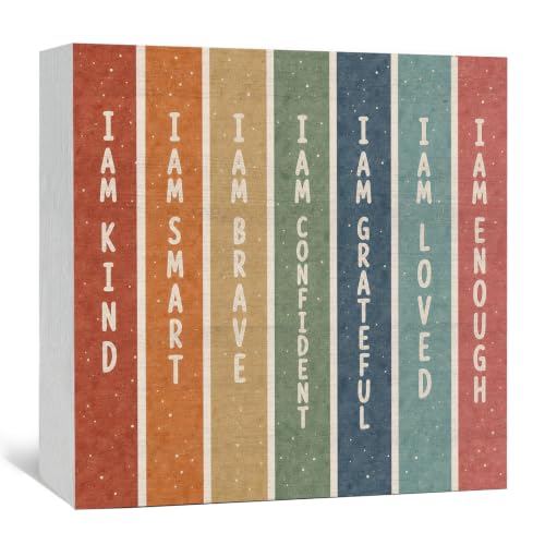 Kids Affirmations Wooden Signs,Positive Homeschool Decor - color: i am