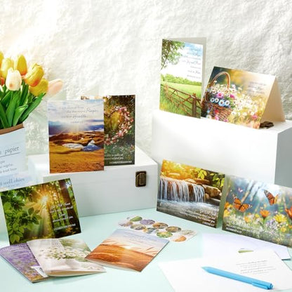 Motiskyy 72 Pack Religious Get Well Cards Bulk with Envelopes Stickers Christian Get Well Soon Greeting Cards with Scripture Encouragement Blessing 4.5 x 6.2 Inch (Bible Verse) - style: Bible Verse