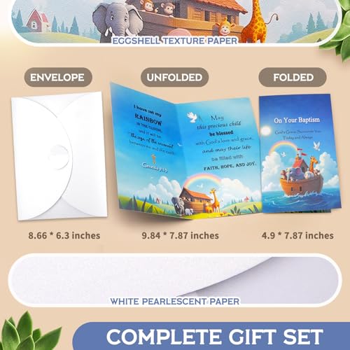 Guardian Angel Cross Baby Baptism Gifts for Boys Girls with Christening Card, with Personalized Blessing Engraving Space