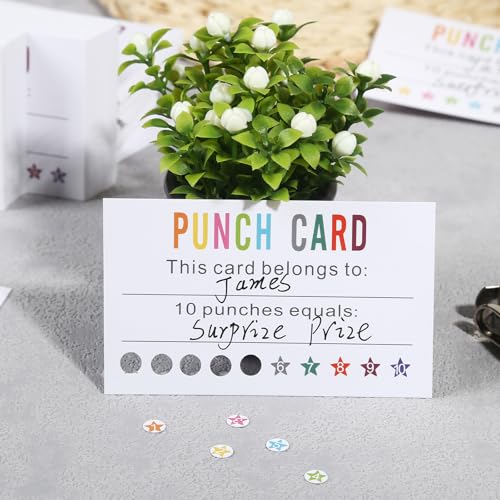 Punch Cards 200 Pack Reward Punch Cards for Classroom Incentive Awards - size: 3.5 IN Stars No Puncher