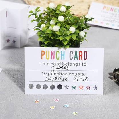 Punch Cards 200 Pack Reward Punch Cards for Classroom Incentive Awards - size: 3.5 IN Stars No Puncher